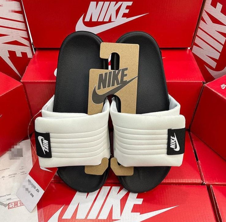 NIKE Velcro BLACK OFF WHITE Sports Slippers