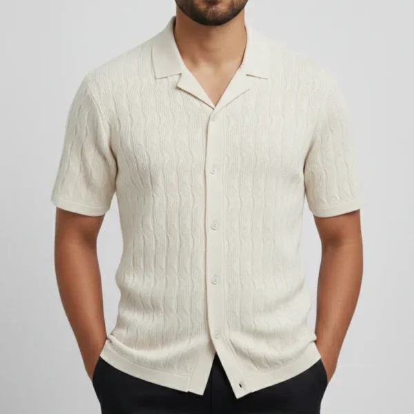 Beige knit textured shirt