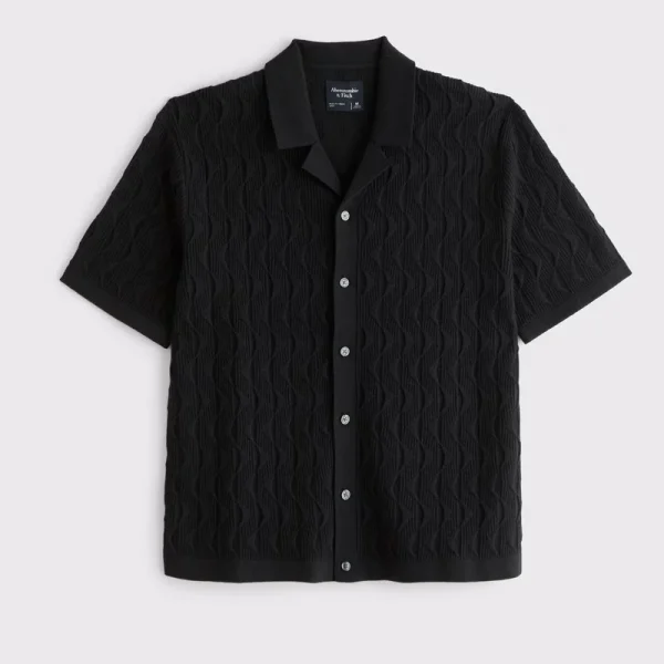 Black knit textured shirt