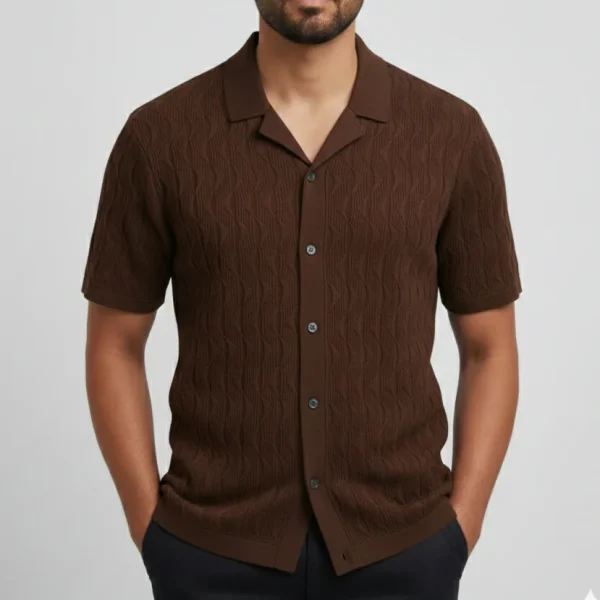 Chocolate knit textured shirt