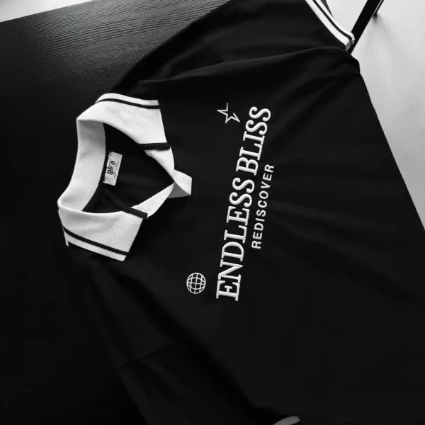 Endless Black Drop Shoulder Polo