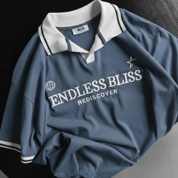 Endless Dusty Blue Drop Shoulder Polo