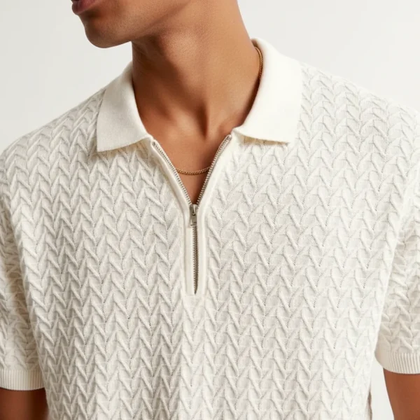 Zigzag off white Zip Knit Polo