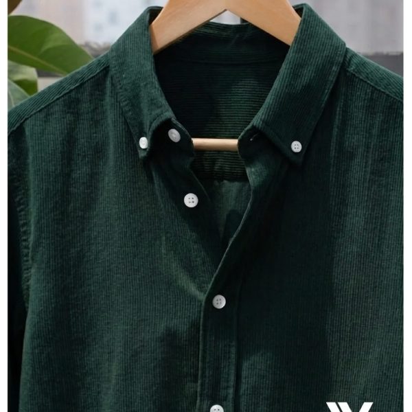 Old Money Cord  Shirt Dark Green Shirt