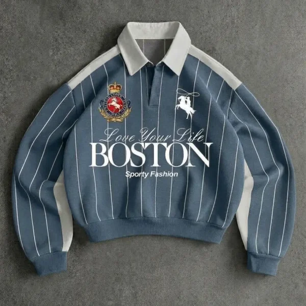 Boston Dusty Blue Drop Shoulder Sweatshirt
