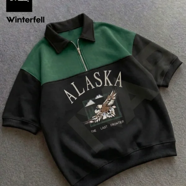 Green Black Alaska Zip Polo