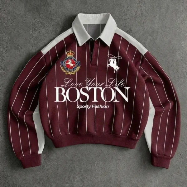 Boston Maroon Drop Shoulder Sweatshirt