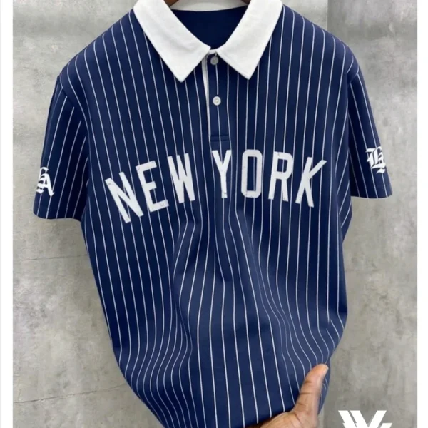 New York Navy Blue Stripe Polo